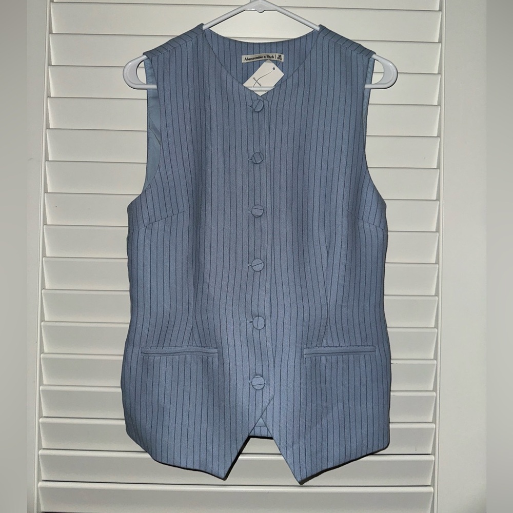 Abercrombie & Fitch Blue Pinstripes Vest/Waistcoat